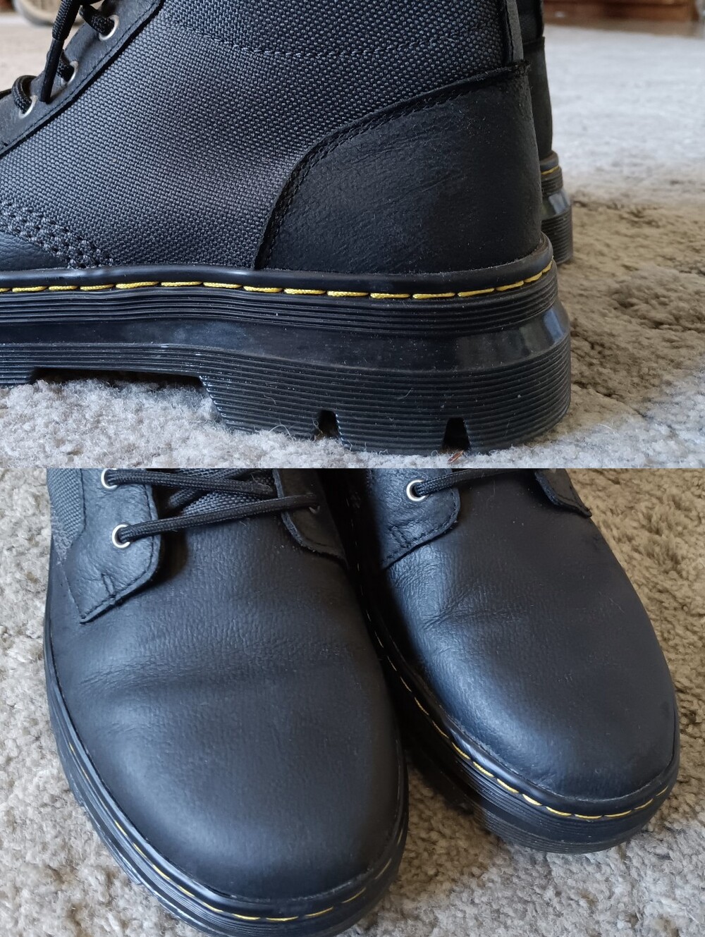 🖤 Dr. Martens Combs II Combat Boots Lightweight Mens 10 Black Gray Doc - Picture 14 of 16
